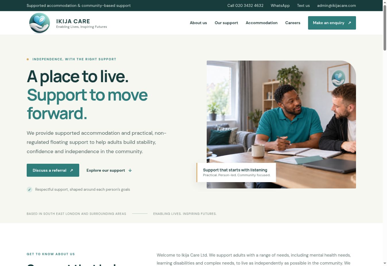 Ikija Care homepage