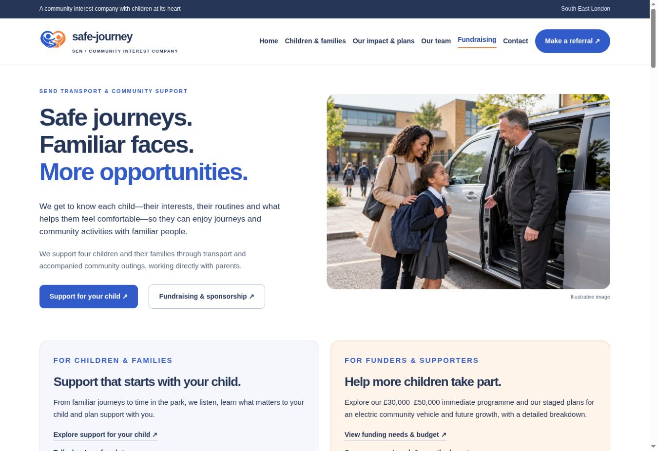 Safe Journeys SEN homepage